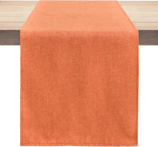 Table Runner 13 x 90 Inches Long, Cotton Linen Farmhouse Style Grey Table Linen for Kitchen Dining Coffee Table Parties Wedding Home Decor (Fall-Orange, 13” x 90”)