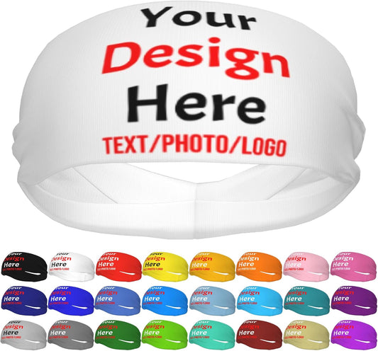 Custom Sweatbands for Men Women, Design Your Own Text Name Image Photo Personalized Sports Headbands