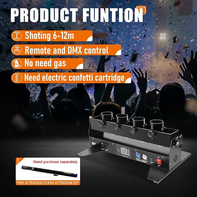 Professional Confetti Launcher Cannon Machine, Confetti Blower Machine Confetti Cannon DMX/Remote Control for Weddding Disco Show Club Stage Party