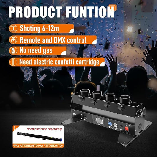Professional Confetti Launcher Cannon Machine, Confetti Blower Machine Confetti Cannon DMX/Remote Control for Weddding Disco Show Club Stage Party