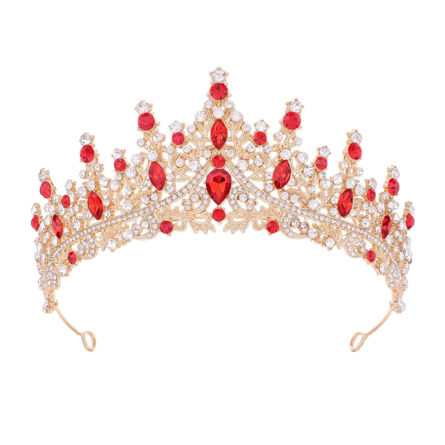 Red Tiara for Women Crystal Queen Crowns Rhinestone Princess Tiaras for Girl Wedding Headband for Bride Hair Accessories for Halloween Costume Birthday Party Prom Mother's Gifts
