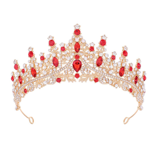 Red Tiara for Women Crystal Queen Crowns Rhinestone Princess Tiaras for Girl Wedding Headband for Bride Hair Accessories for Halloween Costume Birthday Party Prom Mother's Gifts