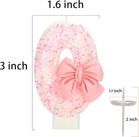 20th Birthday Candles for Cake, Pink Bow Number Cake Candles, 2.76 inch Number Happy Birthday Candle, Cake Topper Decoration for Birthday Party (Number 20)