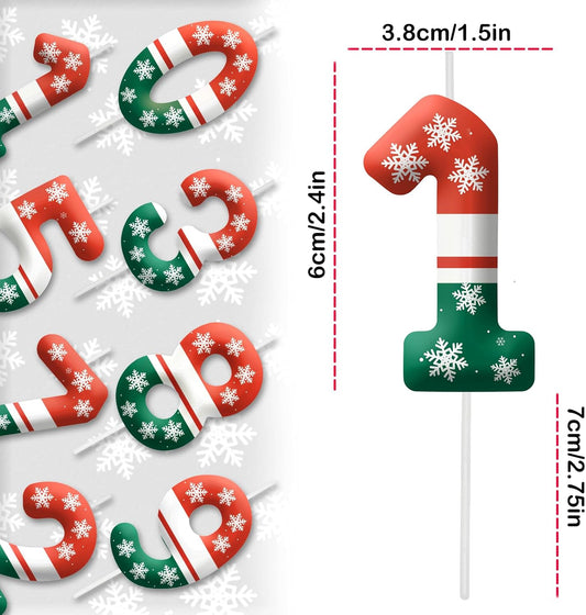 Christmas 1st Birthday Number Candles, Number 1 Candle Cake Toppers for Christmas Themed Parties, 1st Birthday Cake Candles for Boys and Girls, Kids Party Supplies
