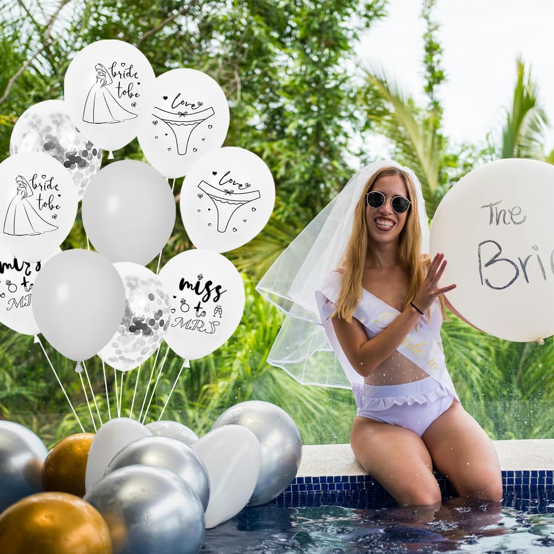 Bachelorette Balloon Silver Bride Balloons Printed for Bachelorette Party Decorations,Bridal Shower Decorations
