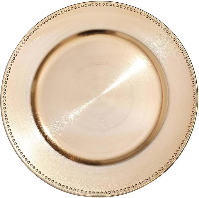Efavormart 12 pcs 13" Gold Beaded Round Charger Plates for Tabletop Decor Holiday Wedding Catering Event Decoration