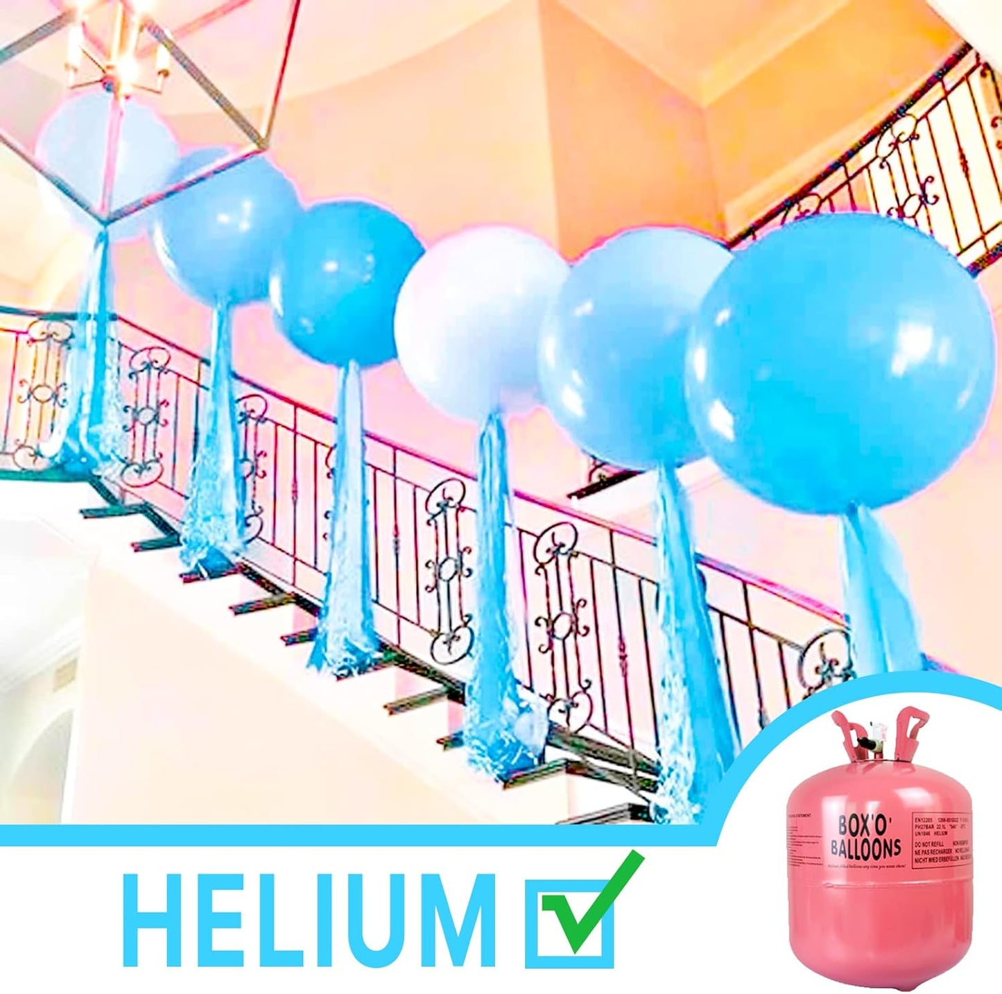 PartyWoo Light Blue Balloons 4 pcs 36 Inch Extra Large Big Jumbo Giant Baby Pastel Sky Aqua Blue Balloons for Graduation Baby Shower Gender Reveal Weddings Birthday Party Decorations Blue-Y20