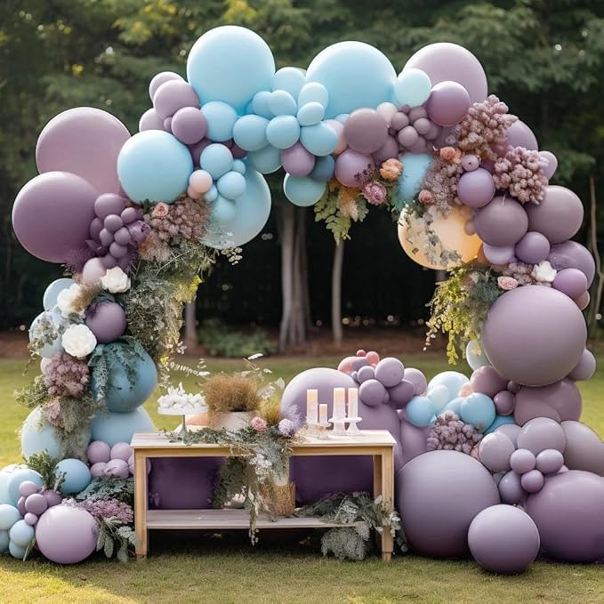 Dusty Purple Balloons Double Stuffed Dark Purple Balloons 18/12/5 Inch Retro Lilac Pastel Lavender Balloon Garland Arch for Wedding Birthday Baby Shower Bridal Shower Mother's Day Party Decorations