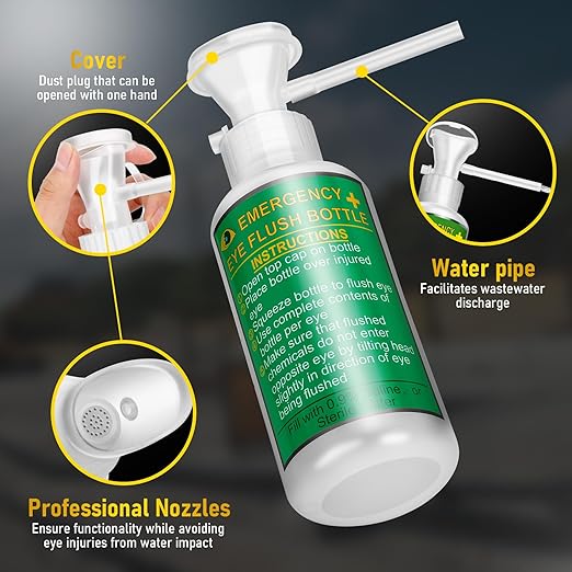 Magula 17oz*2 Portable Eye Wash Station OSHA-Approved,BPA Free, Wall-Mounted First Aid Eye Wash kit with Empty Bottles & Mirror,Emergency Eyewash, No Eye Wash Solution