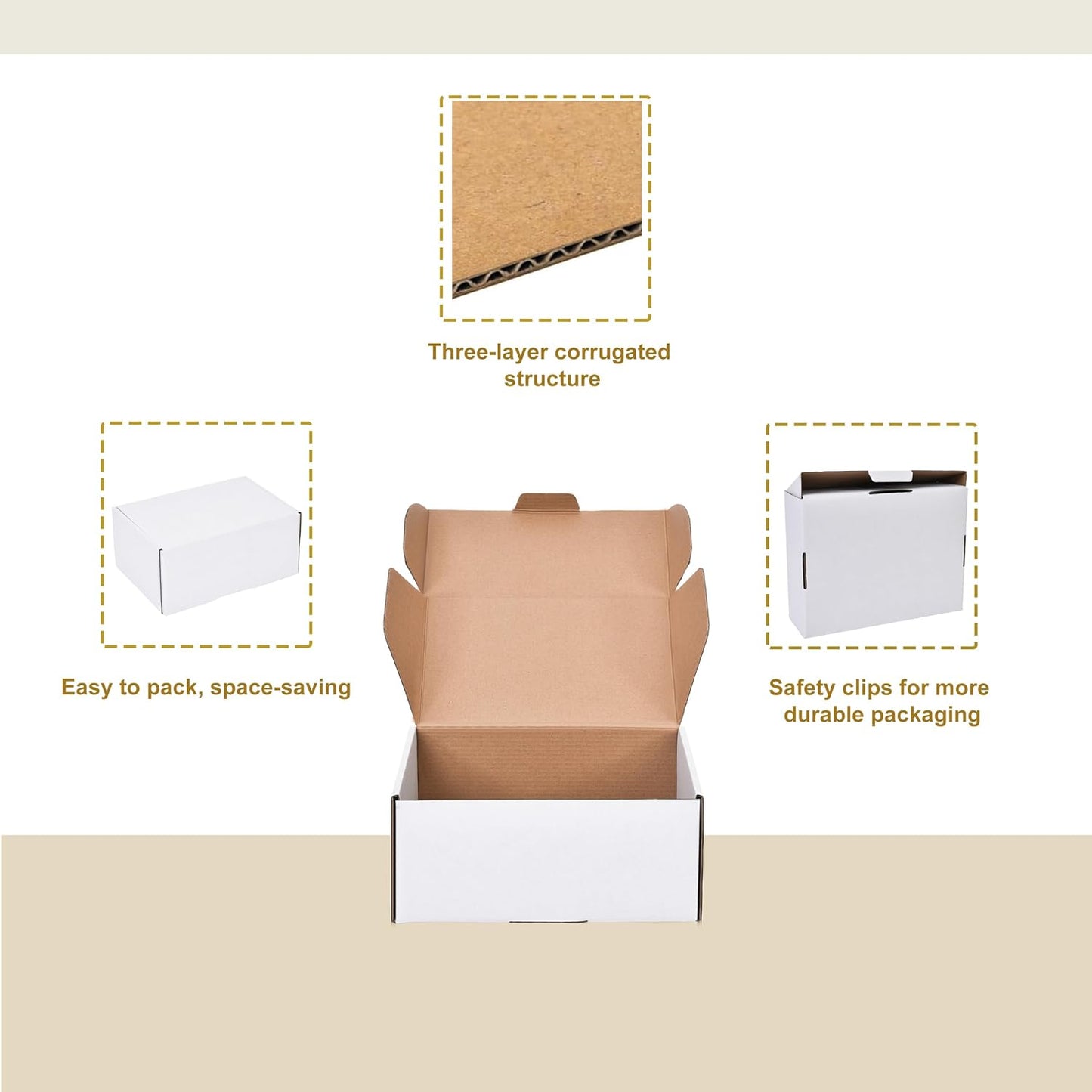 9x6x4 Inches Shipping Boxes Set of 15,White Corrugated Cardboard Box Literature Mailer for Small Business, Literature Mailer Box Packaging Supplies