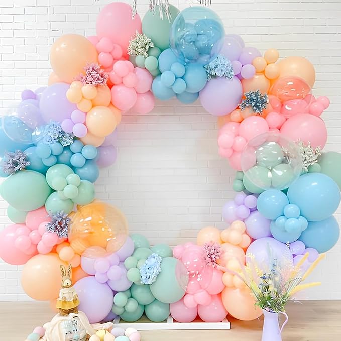 110pcs Pastel Balloons 12inch Macaron Latex Party Balloons for Graduation, Easter, Wedding, Birthday, Bridal Shower, Rainbow Party, Baby Shower, Anniversary Party Decorations