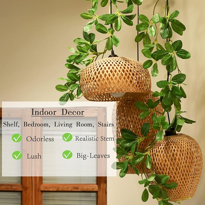 2 Strands 67'' Artificial Vines Garland Kapok Plants with Leaves, Faux Kapok Leaf, Fake Hanging Plants Greenery Decor for Home Bedroom Wall Party Shelves Garden Wedding Decoration (Kapok)