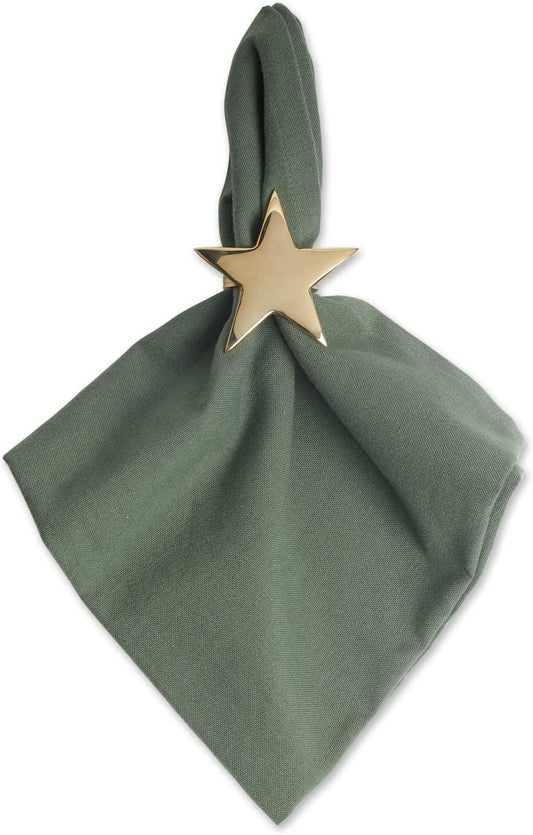 DII Christmas Thanksgiving Holiday Tabletop Décor Collection Decorative Napkin Ring Holder Set, 2.5" Diameter, Gold Stars, 6 Piece
