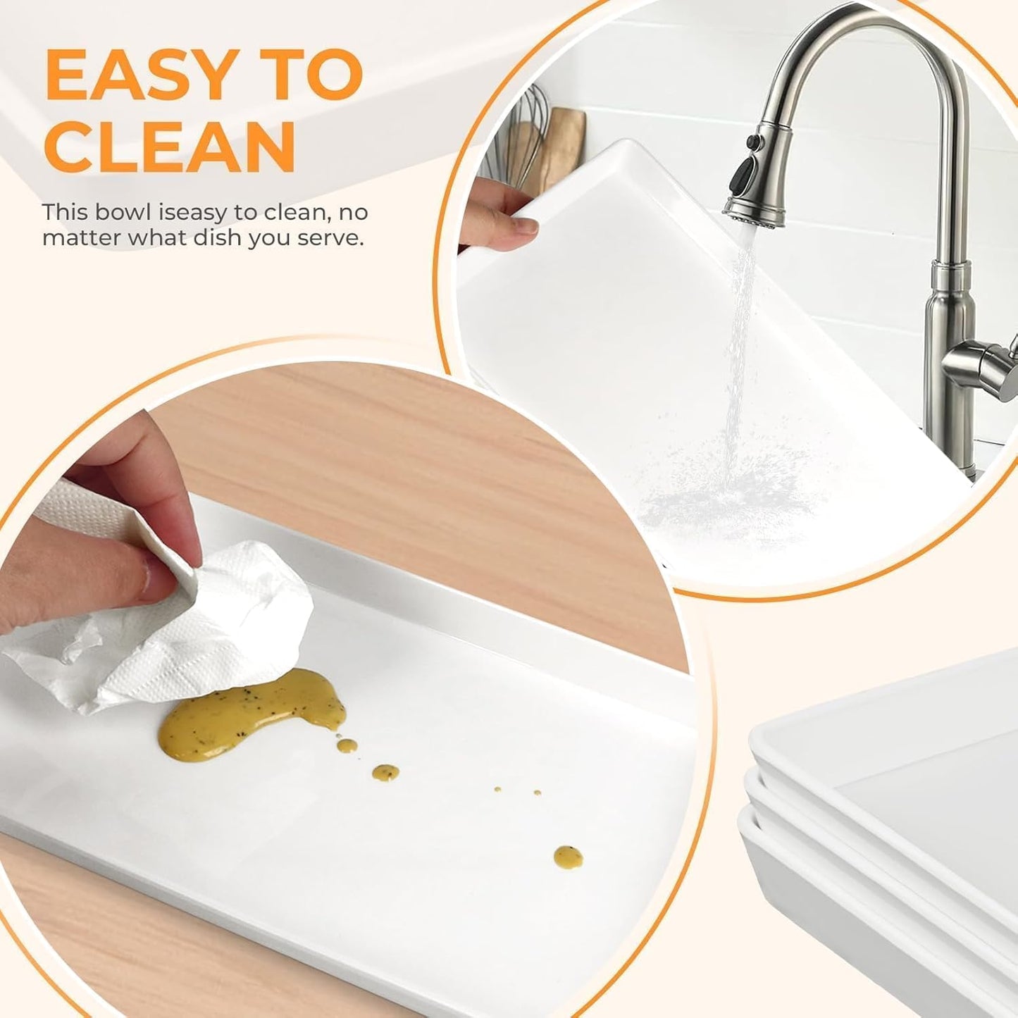 3pcs White Melamine Serving Trays, 11.8x6.2 Inch Reusable Rectangle Appetizer Platters, Plastic Tray for Desserts, Fruit, Cookies, Charcuterie, Snack, Party Food Display - Dishwasher Safe