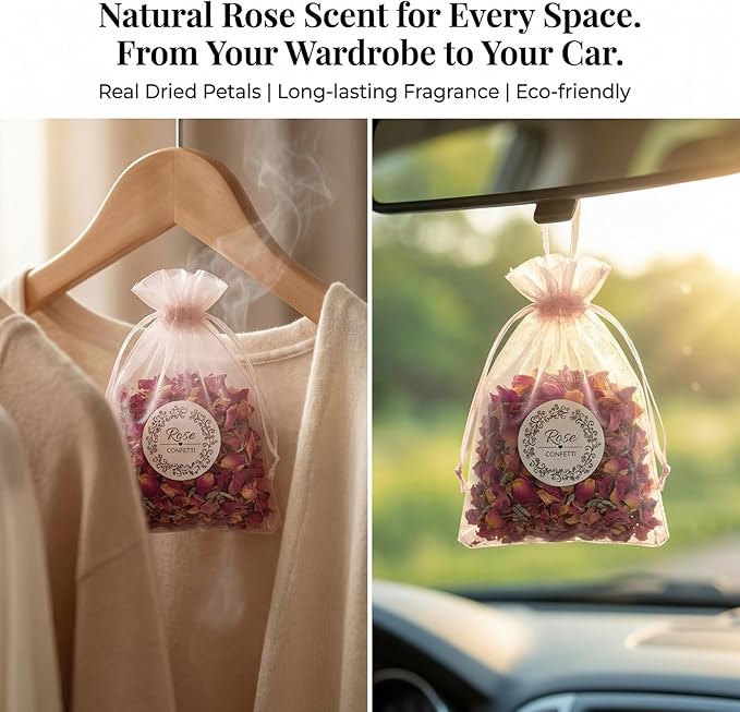 Sukh 8Packs Dried Flower Petals - Biodegradable Wedding Confetti,Natural Real Dried Flower Rose Petal Wedding Confetti for DIY Spa Bath Salts,Soap Making,Candle,Resin Jewelry Crafts,Party Decoration