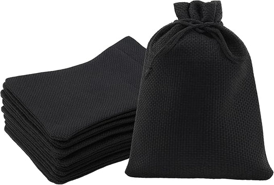 Mandala Crafts 10X12 Inch Black Burlap Drawstring Gift Bags for Favors - 20 Large Linen Sacks Gift Pouches for Candy, Coffee, Jewelry, Wedding, and Party Supplies