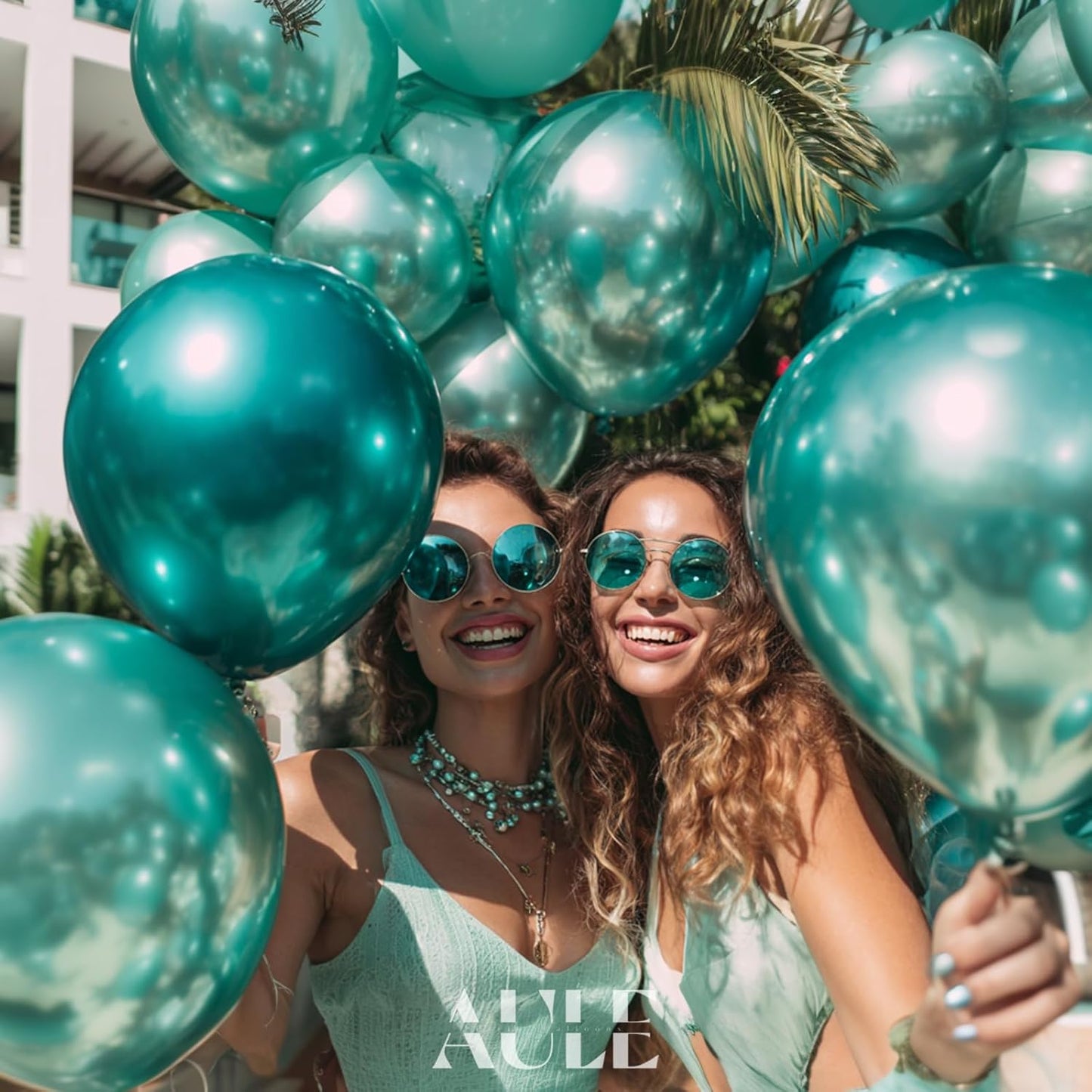 AULE Party Balloons 50 Pcs 12 inch Teal Green Metallic Chrome Helium Shiny Latex Thicken Balloon Perfect Decoration for Wedding Birthday Baby Shower Graduation Christmas Carnival