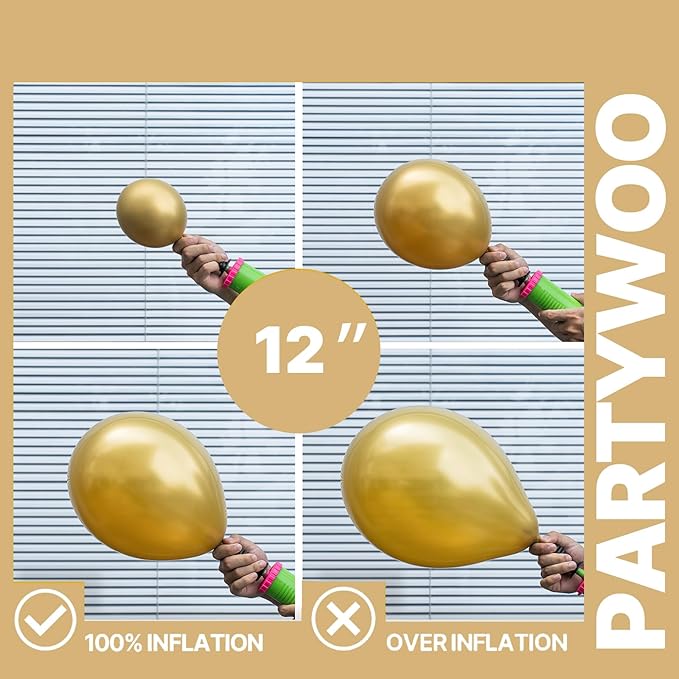 PartyWoo Metallic Balloons 65pcs 12 Inch Metallic Blue Silver Gold Purple Pink Green Rose Gold Latex Balloons for Baby Shower Wedding Engagement Unicorn Rainbow Birthday Party Decorations