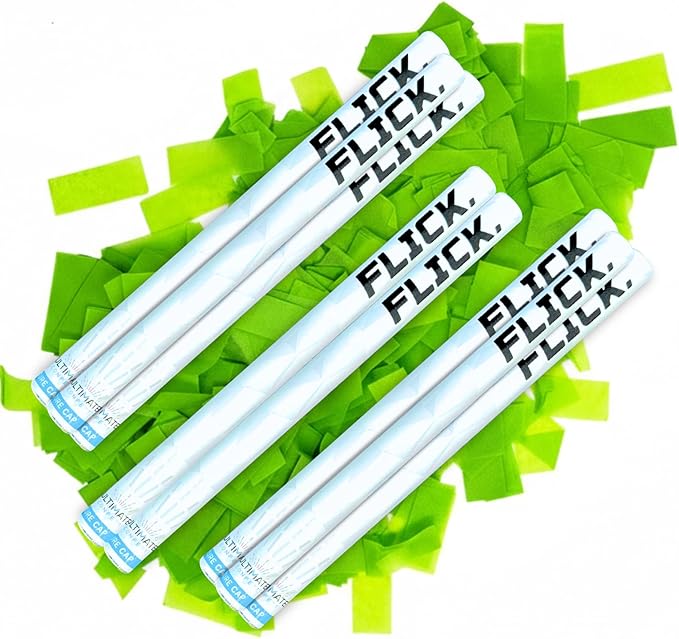 Ultimate Confetti - 8 Pack Light Green Confetti Wands - Handheld 14" Biodegradable Tissue Paper Confetti Flick Sticks For Wedding, Birthday, Parties & Live Events - 2 Handfuls, 1.5 oz Each Stick
