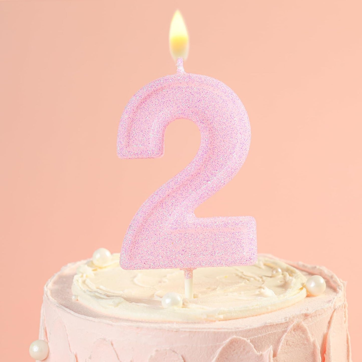 PHD CAKE 2.76 Inch Luxe Pink Glitter 2 Number Birthday Candles, Pink Number Candles, Cake Number Candles, Party Celebration