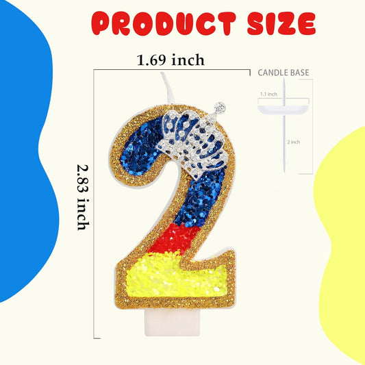 Birthday Candle for Cake, Princess Number Cake Candles, 2.76 inch Cake Topper Decoration for Birthday Party (Number 2)