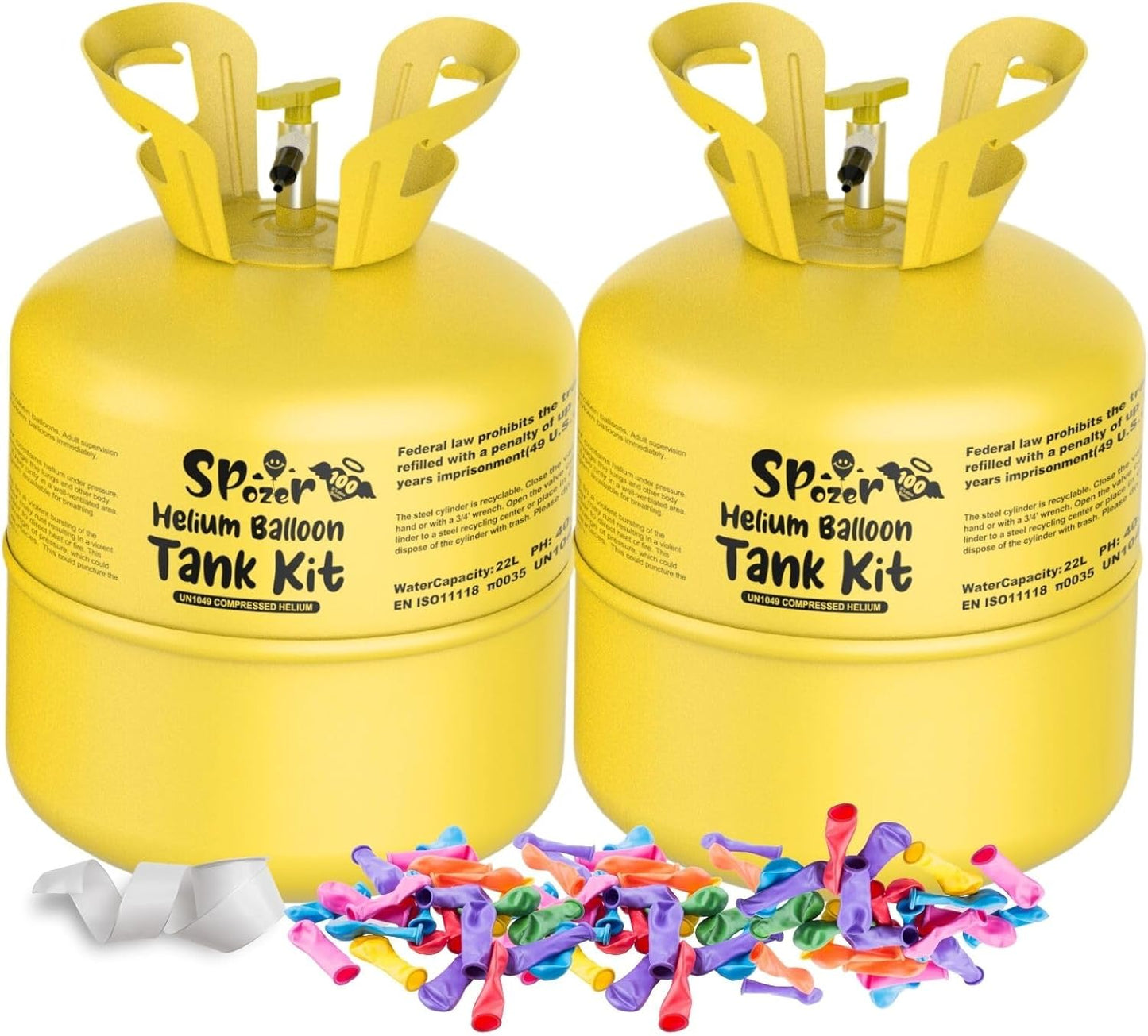 22L Helium Tank For Balloons At Home Up To 100 Latex Balloons(2 Tanks)