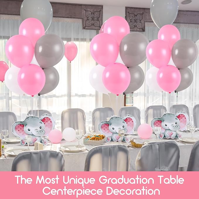 6 Sets Elephant Baby Shower Balloon Stand Kit for Tables Elephant with Balloon Centerpieces Party Decor for Girls 3D Table Decoration for Kids Party Baby Shower Photo Props Supplies