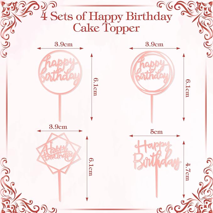 Teenyyou 68 Pcs Acrylic Alphabet Number Cake Topper 0-9 Number and A-z Letters Personalized Cake Picks Decor DIY Name Cupcake Toppers Christmas Wedding Baby Shower Party(Rose Gold)
