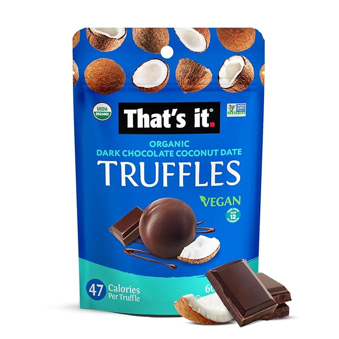 That’s it. Coconut Truffles 3 Pack (3.4 oz Each) | Organic Dark Chocolate Covered Coconut Bites | Plant-Based, Vegan Snack