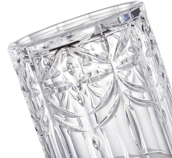 6 Pack Plastic Water Tumblers, 14 OZ Unbreakable Acrylic Whiskey Drinking Glasses, BPA-Free Clear Wine Cup, Shatterproof Drinkware Barware for Juice, Cocktail
