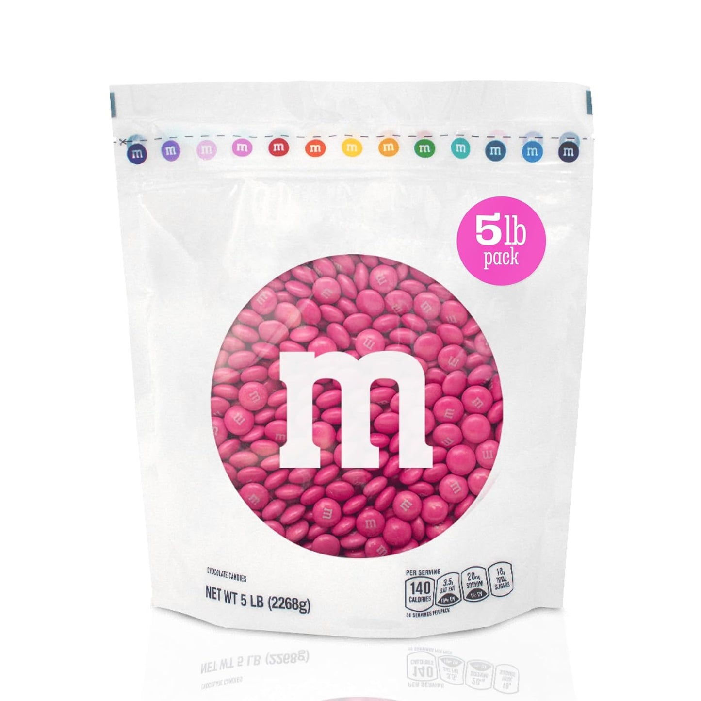 M&M’S WORLD Milk Chocolate Candy, Single Color, Dark Pink, 5-Pound Bulk Bag (Pack of 1)