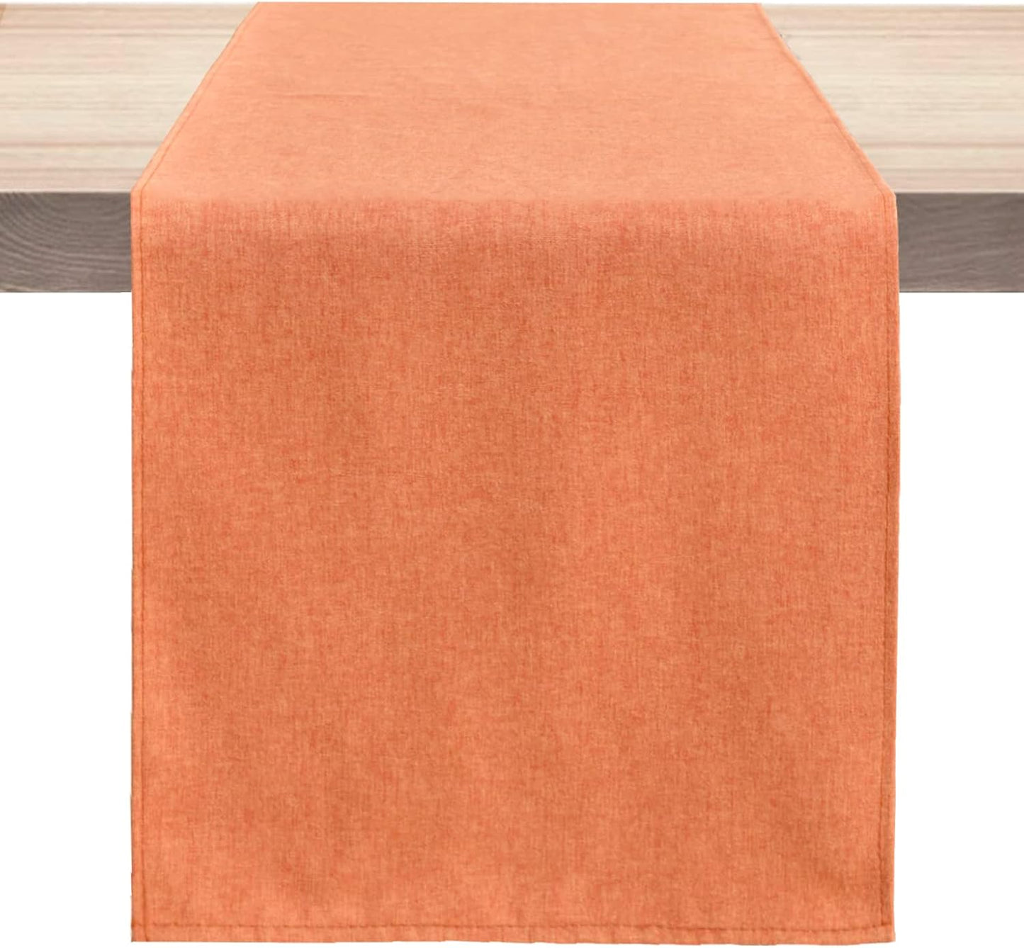 Table Runner 13 x 72 Inches Long, Cotton Linen Farmhouse Style Orange Table Linen for Kitchen Dining Coffee Table Parties Wedding Home Decor (Fall-Orange, 13” x 72”)