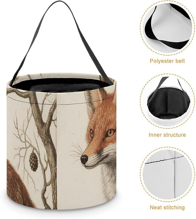 Halloween Candy Bucket - Fox Trick Or Treat Candy Bag, Gift Bag for Party Favor Supplies