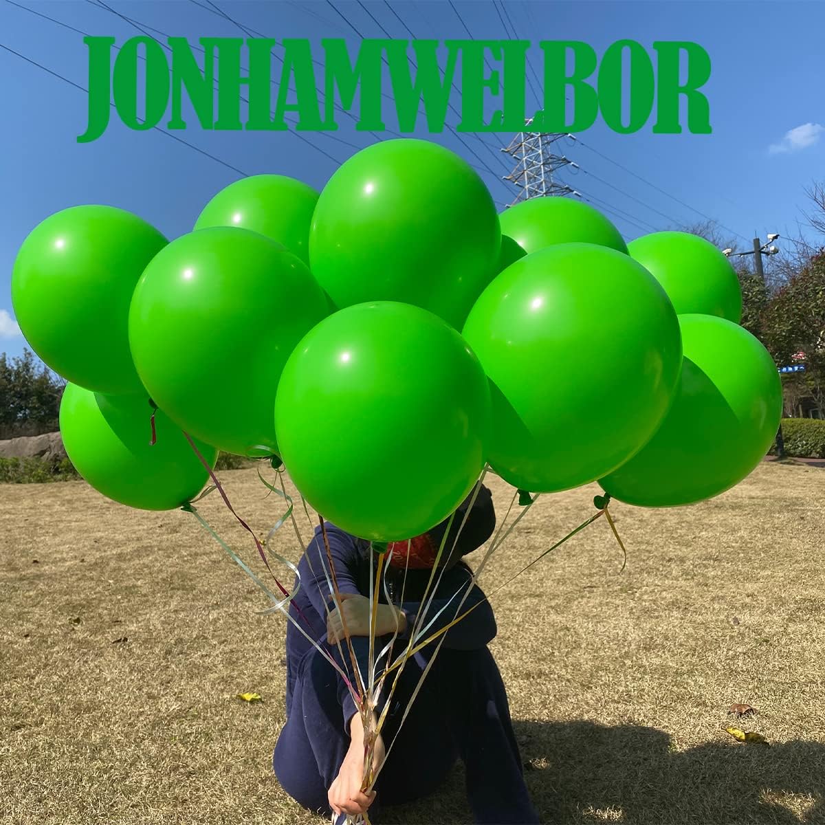 Jonhamwelbor Green Balloons 100 Pack 12 inches Latex Helium Balloons Birthday Party Decorations (With Green Ribbon)