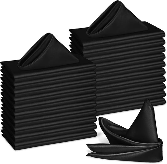 Bailarina 120 Pack Black Satin Napkins,17x17 Inches Wedding Napkins Square Soft Silky Table Napkins Bulk Decorative Elegant Cloth Napkin for Party Decoration, Banquet,Wedding,Graduation