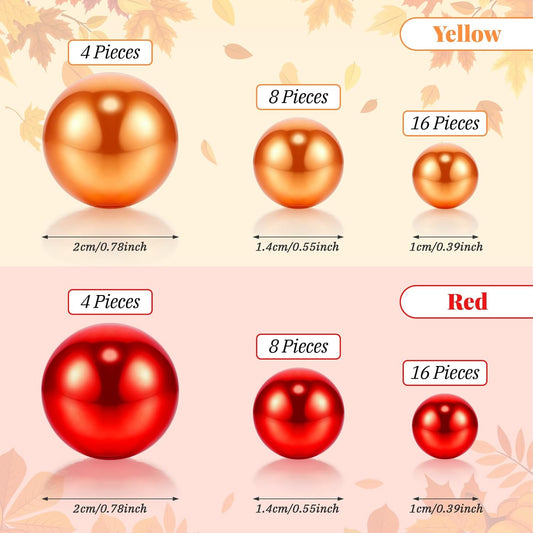 MTLEE 124 Pcs Thanksgiving Vase Filler Faux Pearl for Vase Filler with 8 White Unscented Candles for Fall Thanksgiving Home Table Party Festival Decors, Not Included Clear Beads(Mixed Leaves)
