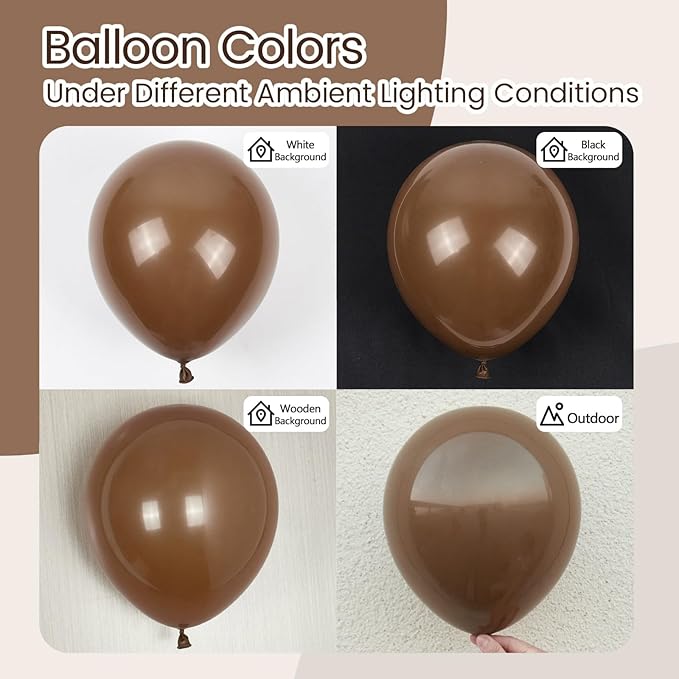 Dark Brown Balloons 12 inch, Brown Latex Balloon 50pcs Party Balloons for Coffee Birthday Baby Shower Wedding Anniversary Party Decorations