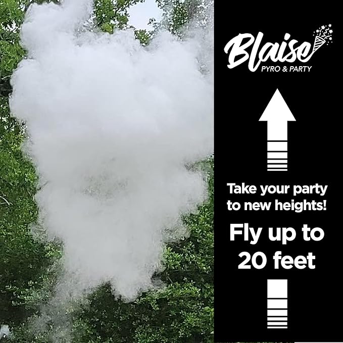 Blaise Pyro & Party - White Powder Poppers - Water-Soluble & Colorful Powder Cannons for Gender Reveals, Birthdays, Weddings & Celebrations - Easy to Use for Memorable Photos - 16-Inch, 2-Pack