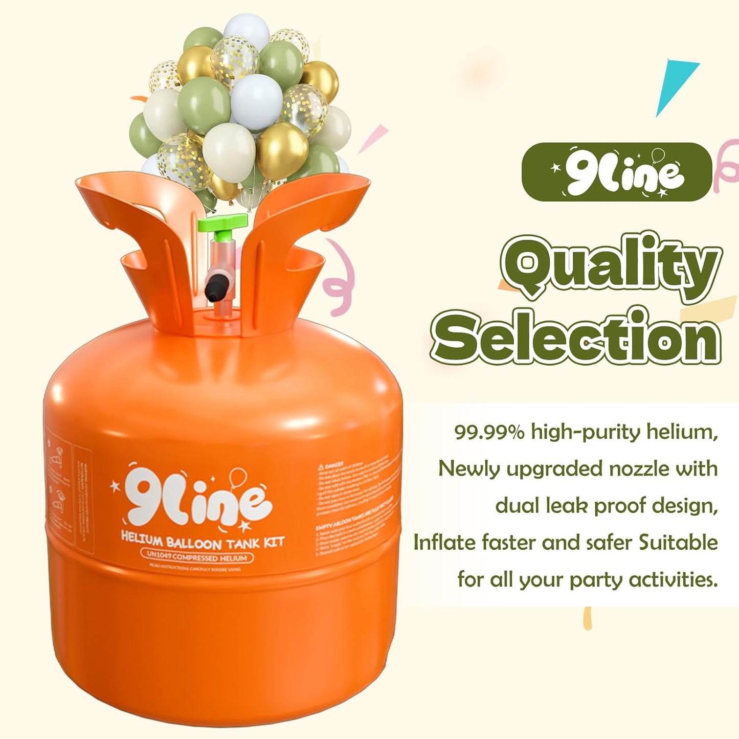 Helium Tank For Balloons At Home,13L Helium Balloon Pump Kit With 50 12-Inch Avocado Green Latex Balloons, 17 Foil Balloons, 1 5.9X3.6Ft Backdrop, 8 Accessory Tools