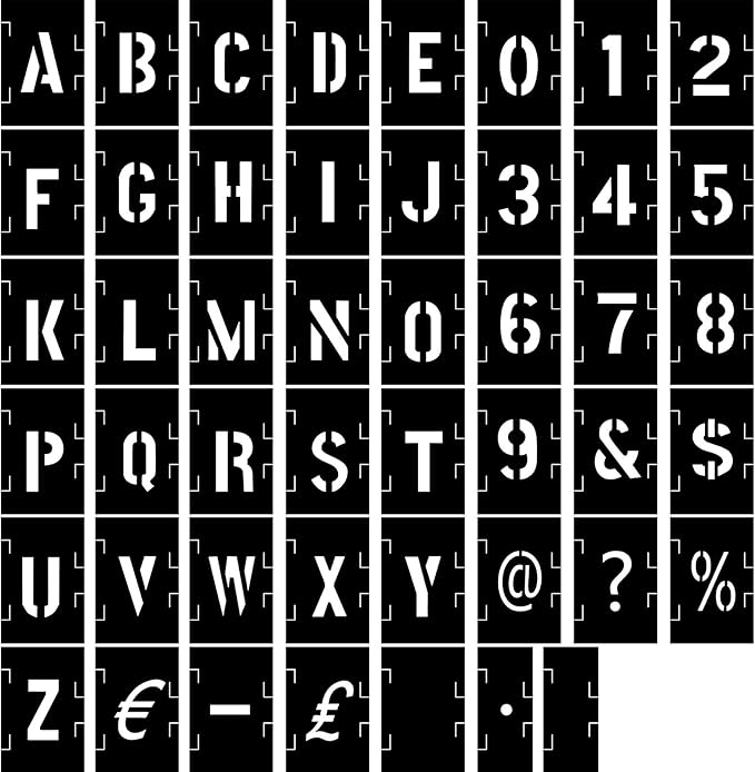 Zonon 153 Pcs 2 Inch Letter Stencils for Painting Number Symbol Stencil Set Reusable Plastic Alphabet Painting Templates Interlocking Kit for Wood Wall Fabric Door Craft DIY Art Projects