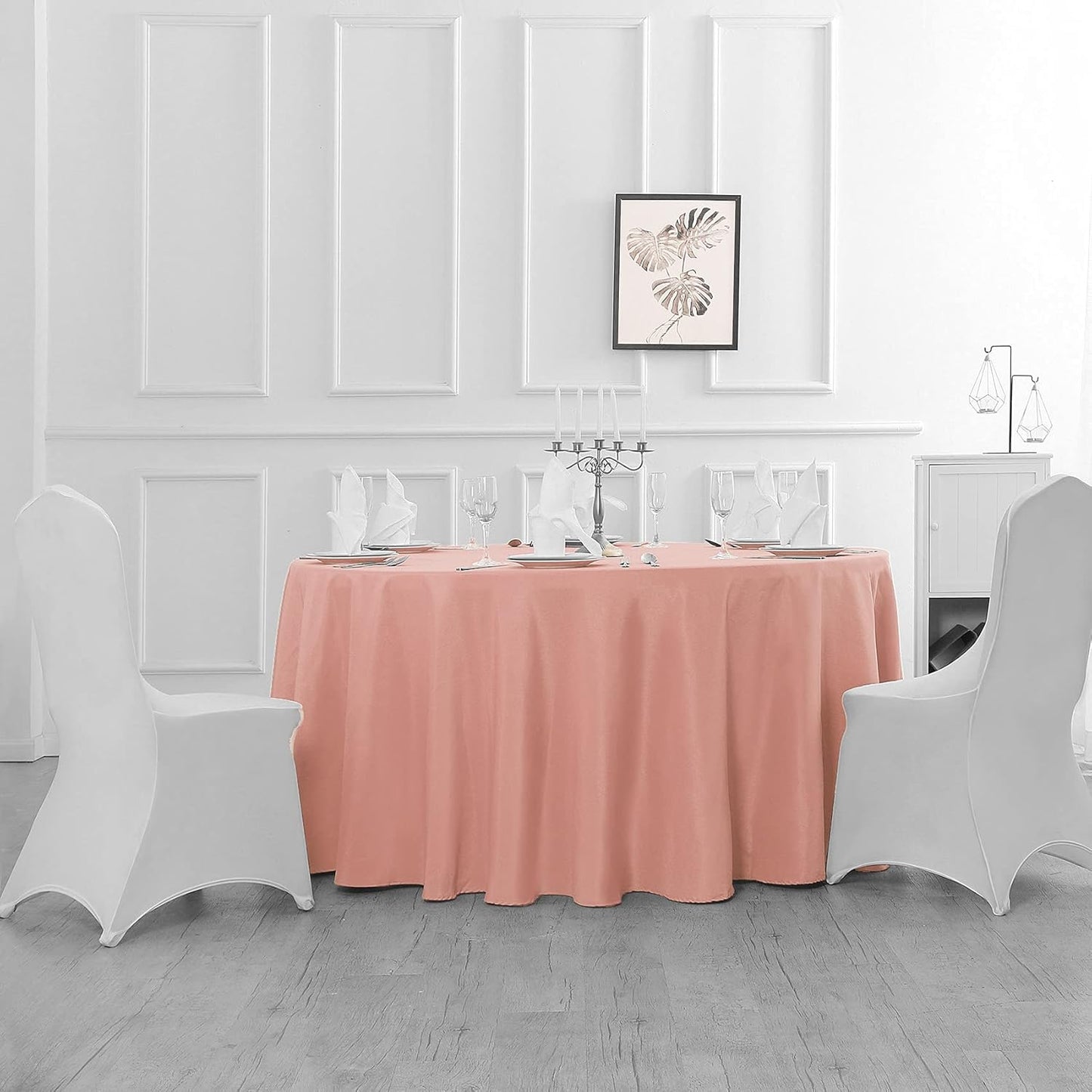 Cupuamon 120 inch Round Tablecloth Washable Polyester Table Cloth Decorative Table Cover for Wedding Party Dining Banquet（120 inch, Dusty Pink）
