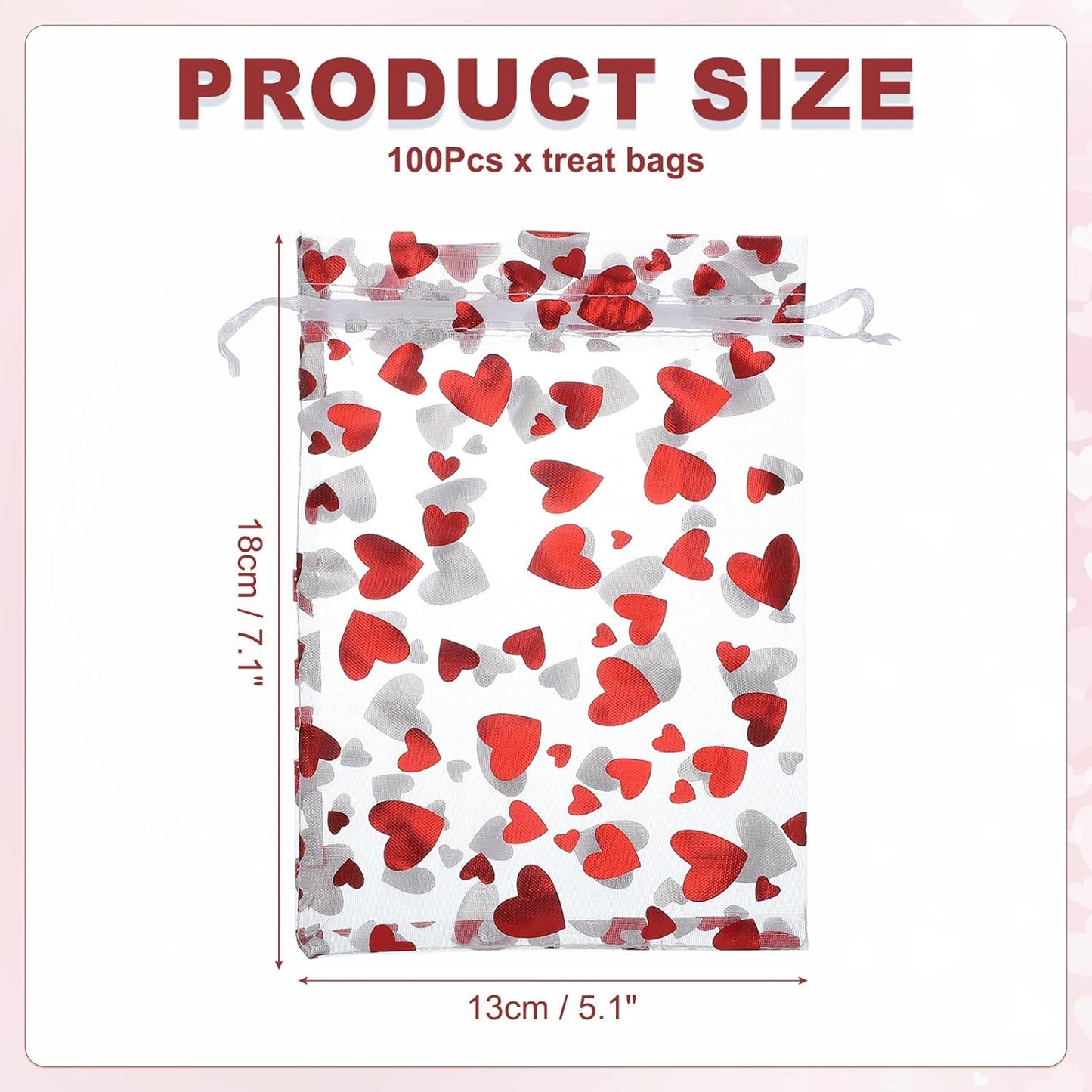 uxcell 100 Pcs Valentine Treat Bags, 7.1" X5.1" Cello Treat Bags with Twist Ties, for Cookie Candy Wrapping Supplies, White