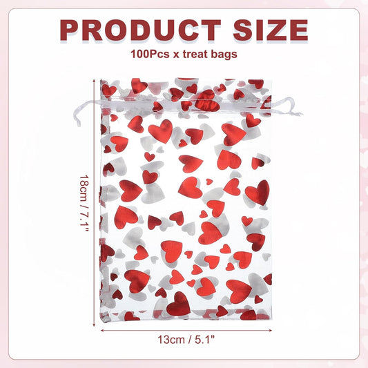uxcell 100 Pcs Valentine Treat Bags, 7.1" X5.1" Cello Treat Bags with Twist Ties, for Cookie Candy Wrapping Supplies, White