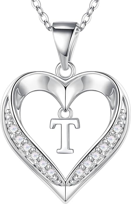 TURANDOSS Valentines Day Gifts for Kids Teen Girls - Heart Initial Necklaces, Dainty 14K Gold Plated CZ Heart Letter A-Z Pendant Necklace Trendy Jewelry Valentines Day Gifts for Wife Girlfriend