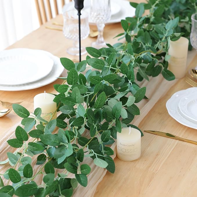 mizii 2 Strands Artificial Vines Garland 68" Fake Vine with Small Green Leaves Silk Rose Leaf Faux Hanging Plants Greenery Decorations for Bedroom Room Table Centerpieces Wedding Decor (Rose Leaves)