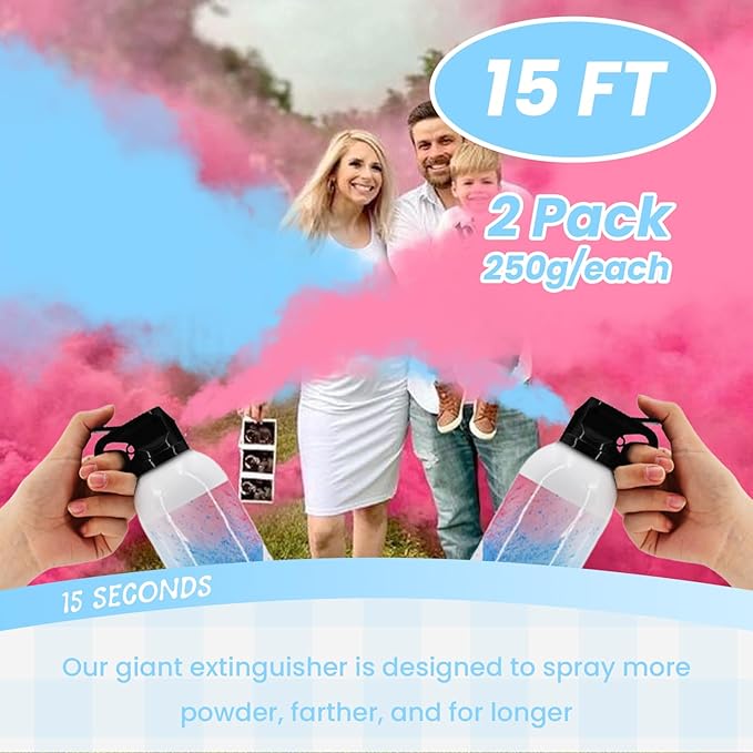 Gender Reveal Fire Extinguisher Large Blue Pink Smoke for Gender Reveal Party Decorations 2Pack Gender Reveal Extinguisher Color with Biodegradable Powder for Baby Gender Reveal Ideas
