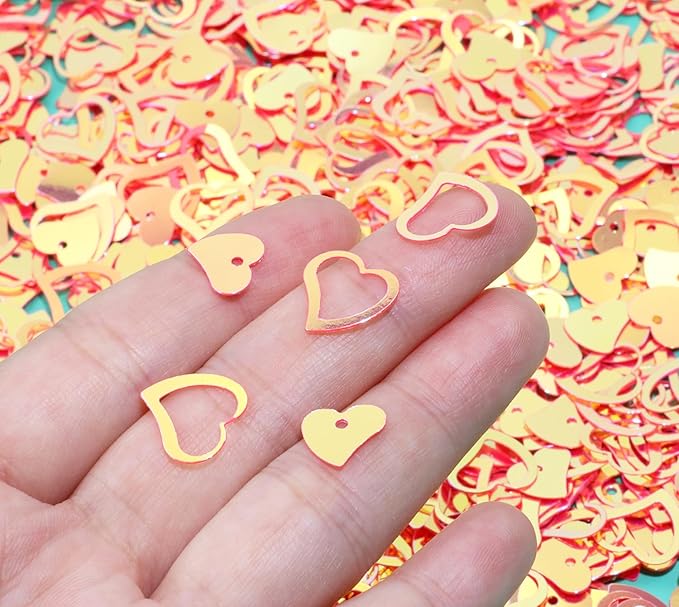 ONLYKXY 1200Pcs Love Heart Shaped Confetti, Table Wedding Decoration, Glitter Confetti for Wedding Party (Glitter Red)