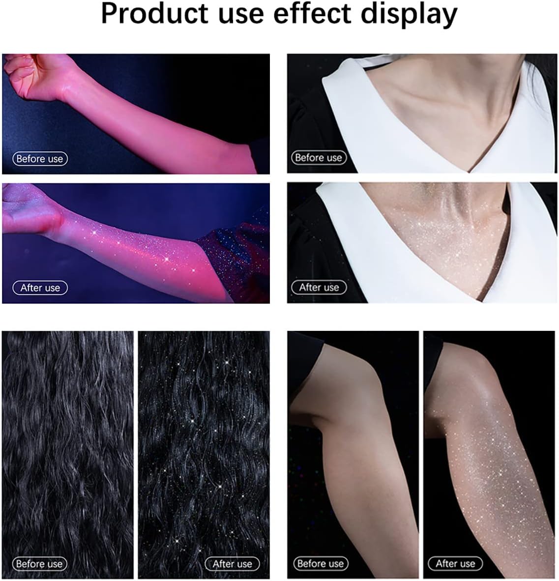 Body Glitter Spray, Perfect Hair and Body Shiny Music Festival Stage Makeup Rave Festival Clothes Glitter Spray. ﻿