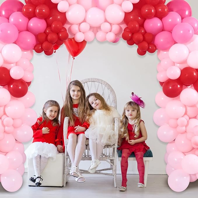 Winrayk 150Pcs Valentine's Day Balloon Garland Arch Kit Pink Red Rose Red Balloons 18" 10" 5" for Women Girls Valentine's Day Mother's Day Wedding Engagement Anniversary Party Decoration Supplies