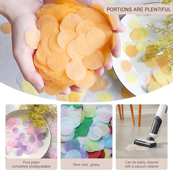 Tissue Paper Confetti 5000 Pieces Yellow Round 1 Inch Circle Dots for Table Wedding Birthday Party Decoration